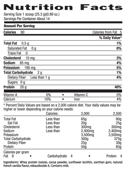 100% WHEY SUGAR FREE PROTEIN CHOCOLATE FLAVOR, 12.5 oz