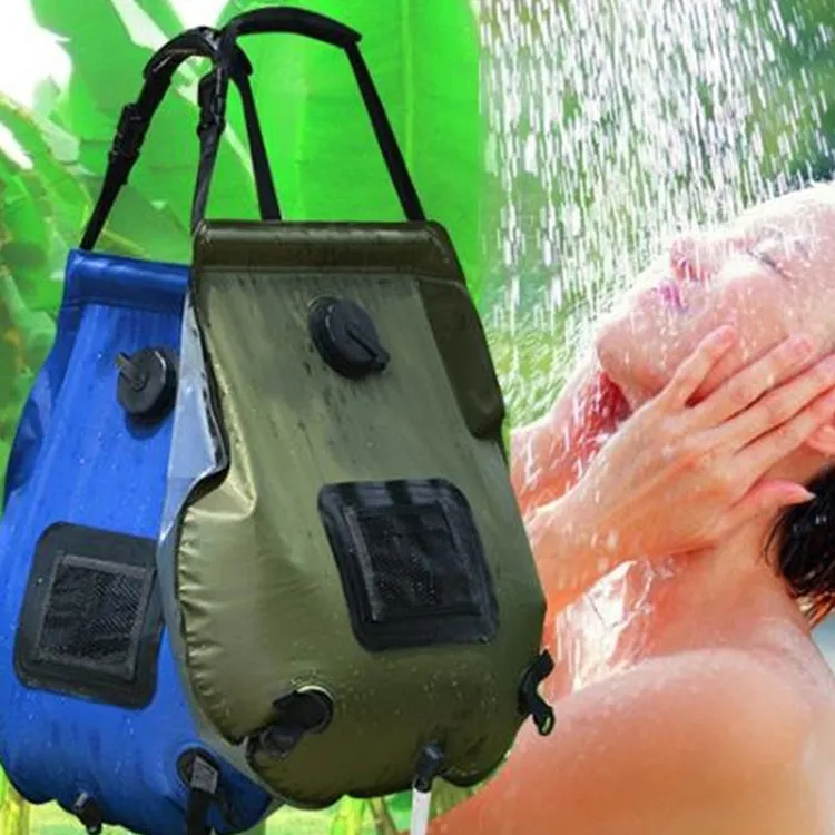 20L Solar Bath Bag Outdoor Self Driving Camping  Hot Water Bottle Portable Outdoor  Bath Water Storage Bag(Red)