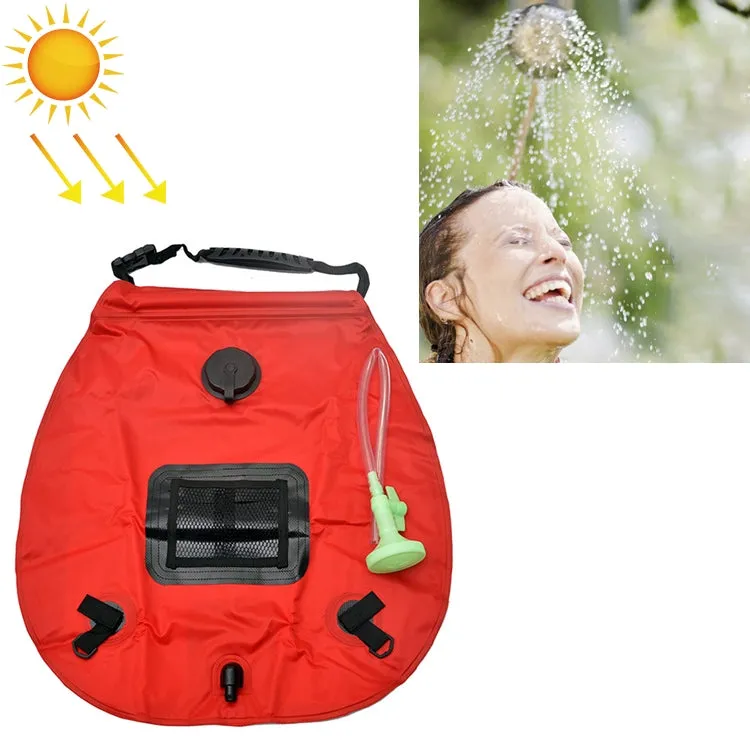 20L Solar Bath Bag Outdoor Self Driving Camping  Hot Water Bottle Portable Outdoor  Bath Water Storage Bag(Red)