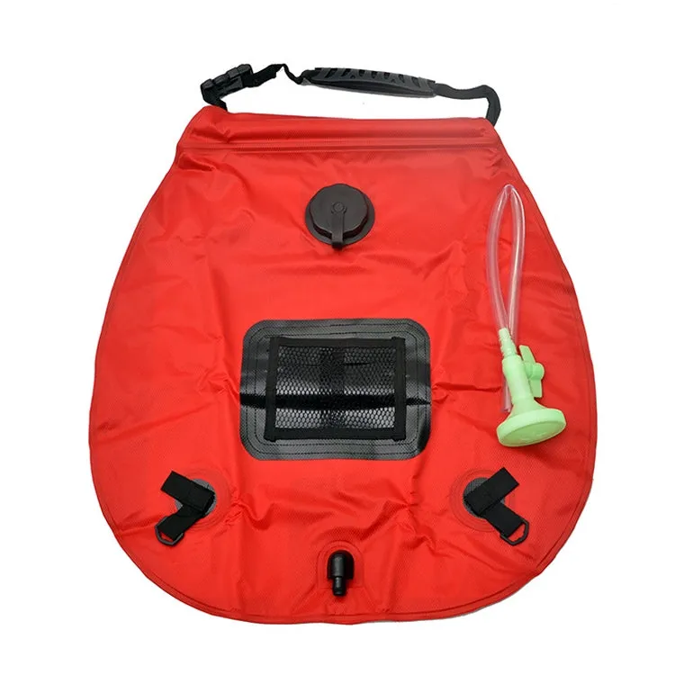 20L Solar Bath Bag Outdoor Self Driving Camping  Hot Water Bottle Portable Outdoor  Bath Water Storage Bag(Red)