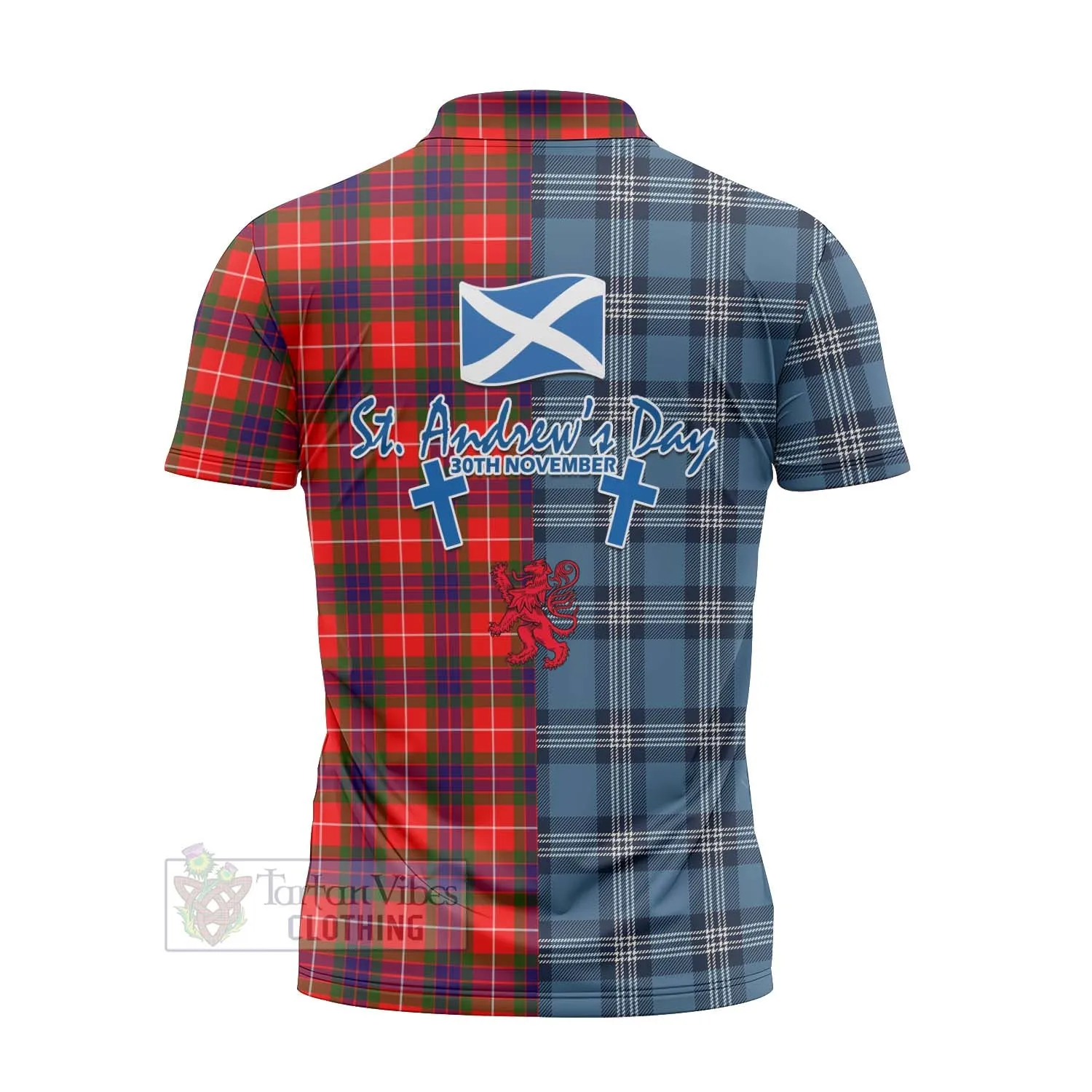 Abernethy Tartan Zipper Polo Shirt Happy St. Andrew's Day Half Tartan Style