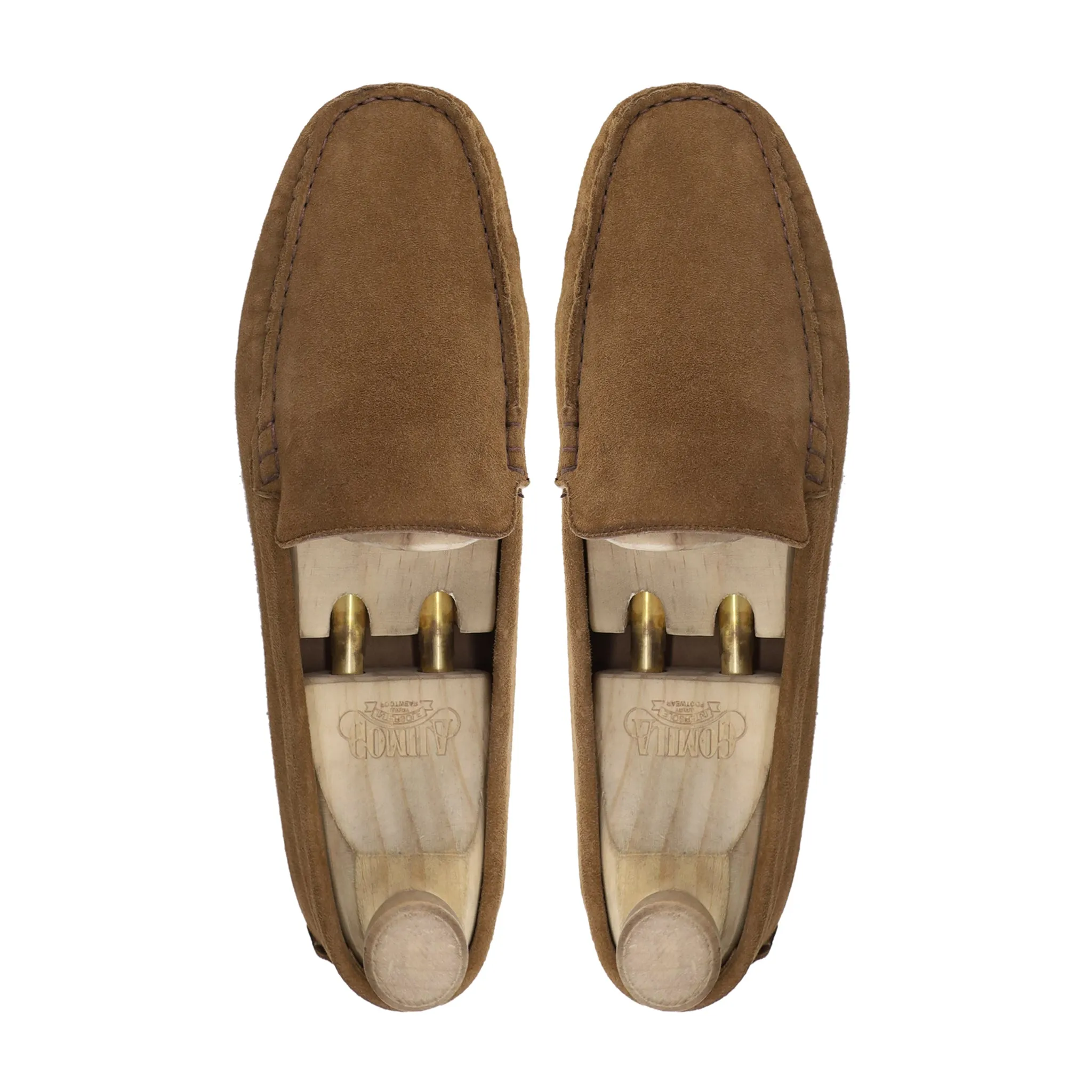 Adela - Men's Camel Kid Suede Driver Shoe