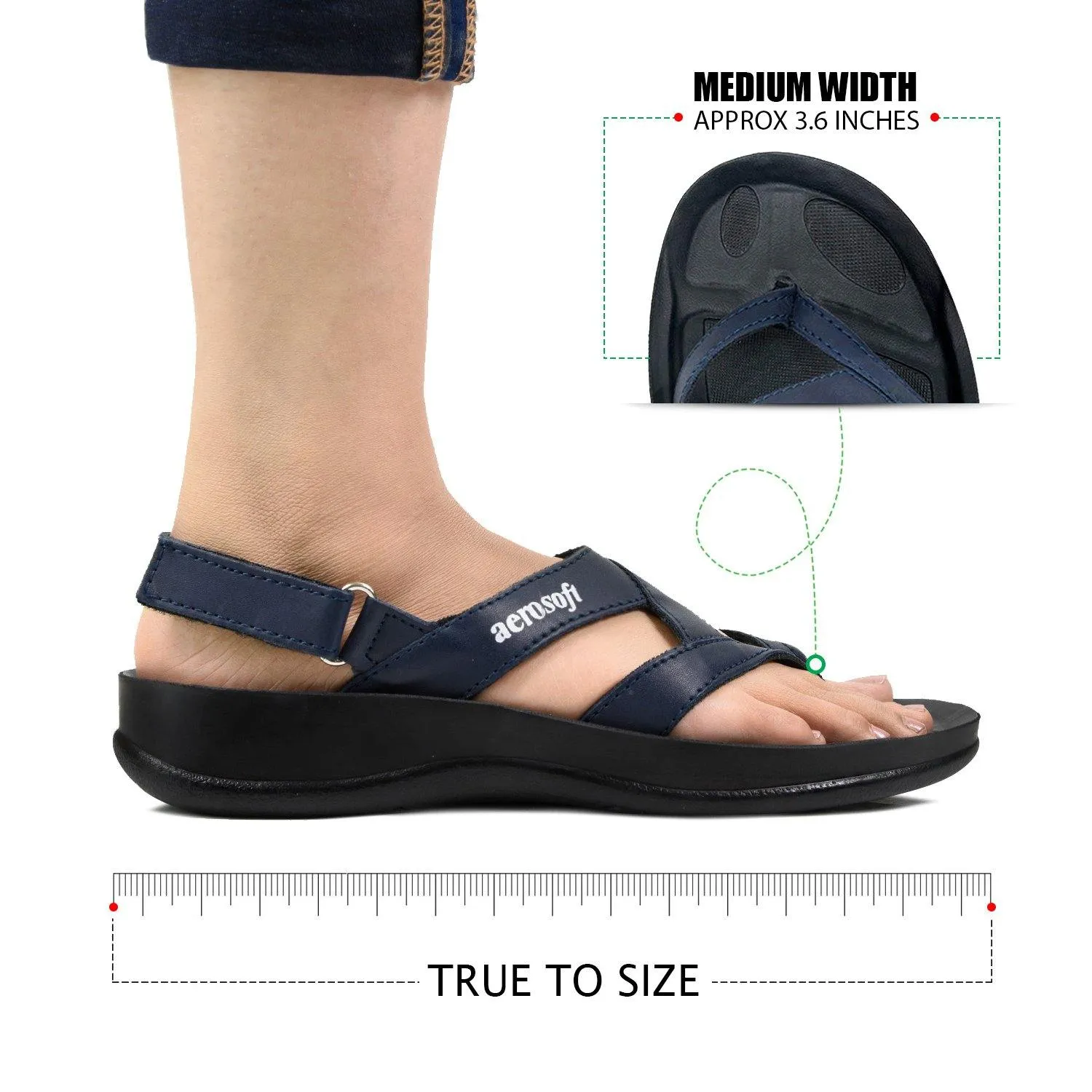 Aerosoft - Deke S5904 Slingback Arch Support Strappy Comfortable Walking Sandals For Women