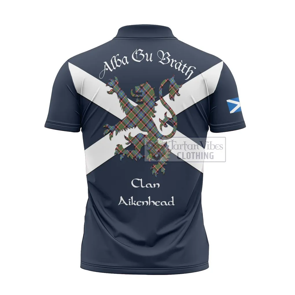 Aikenhead Tartan Lion Rampant Zipper Polo Shirt Proudly Display Your Heritage with Alba Gu Brath and Clan Name