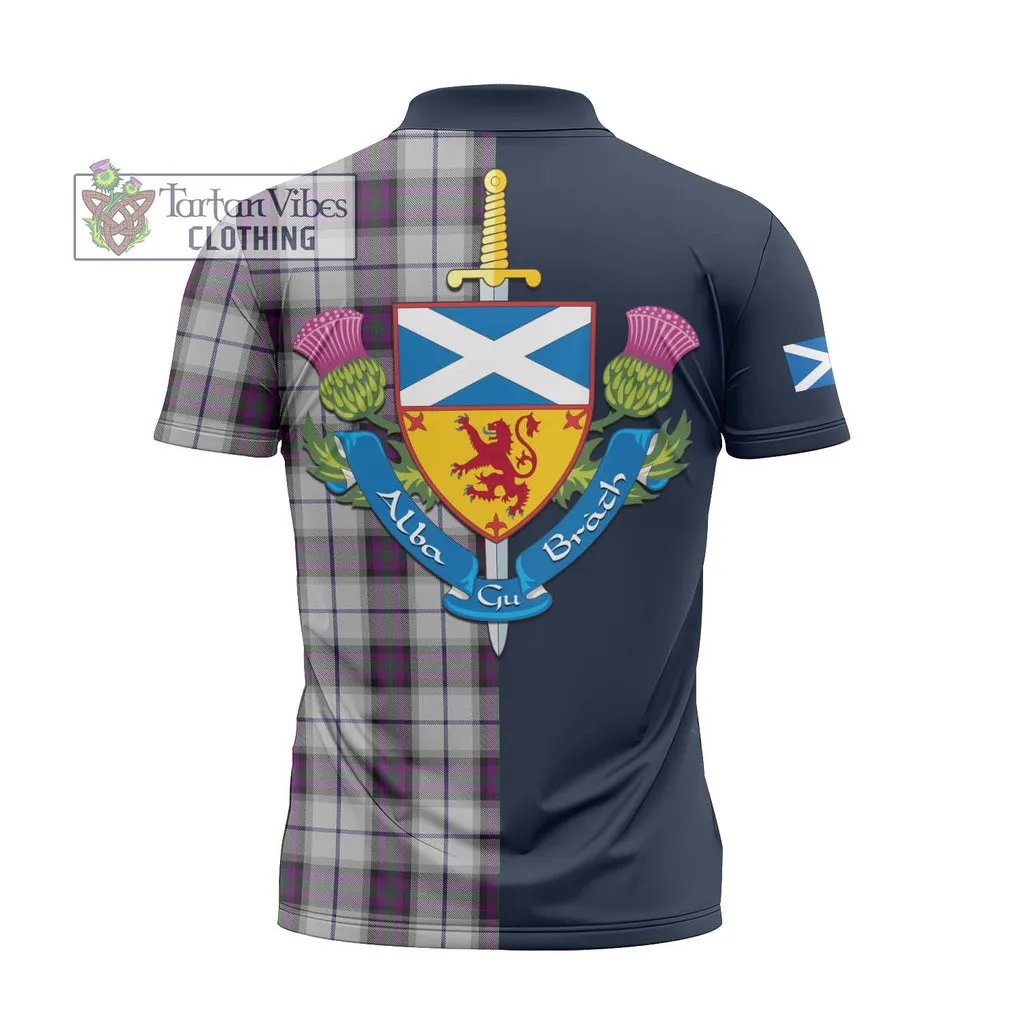 Alexander of Menstry Dress Tartan Zipper Polo Shirt Alba with Scottish Lion Royal Arm Half Style