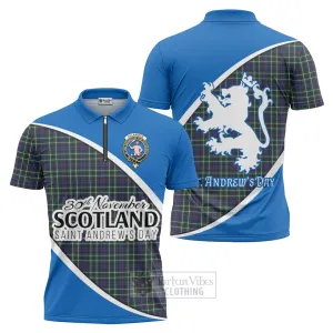 Allardice Family Crest Tartan Zipper Polo Shirt Celebrate Saint Andrew's Day in Style