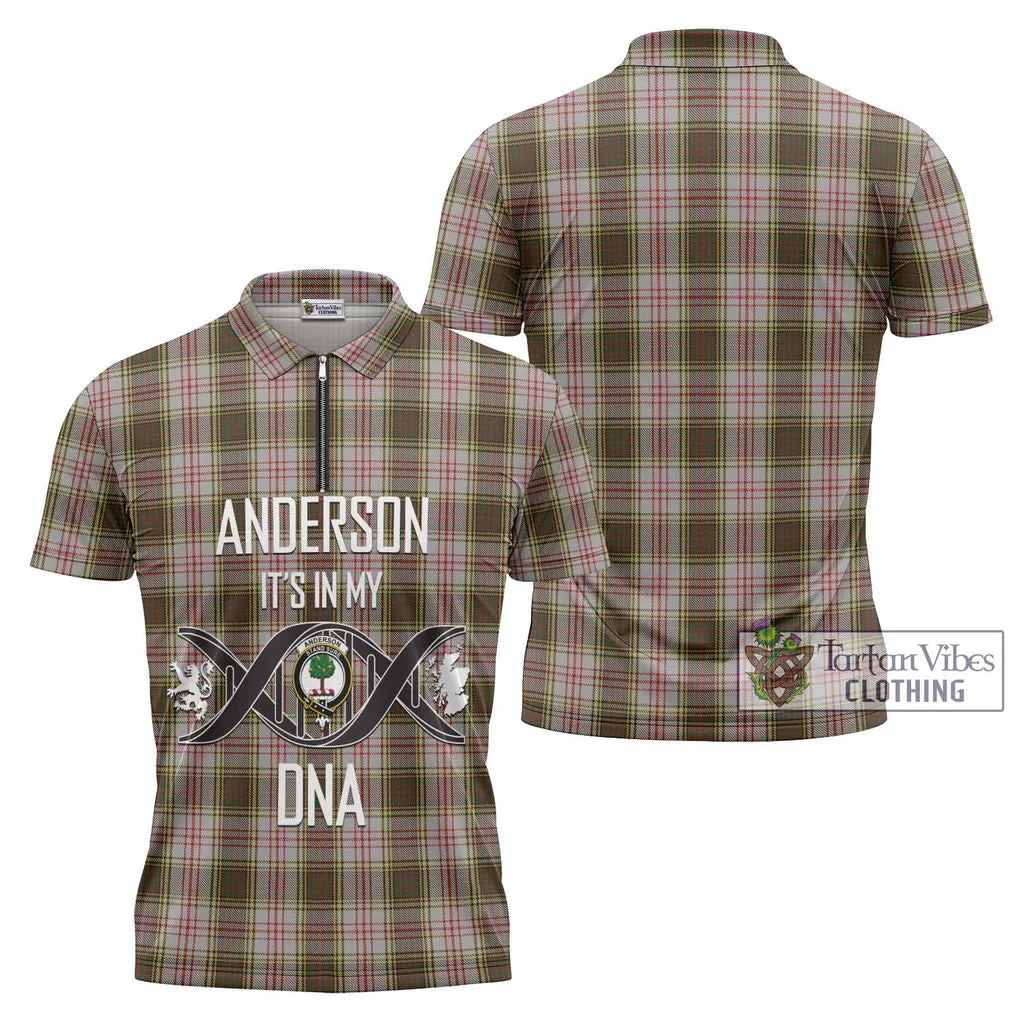 Anderson Dress Tartan Zipper Polo Shirt with Family Crest DNA In Me Style