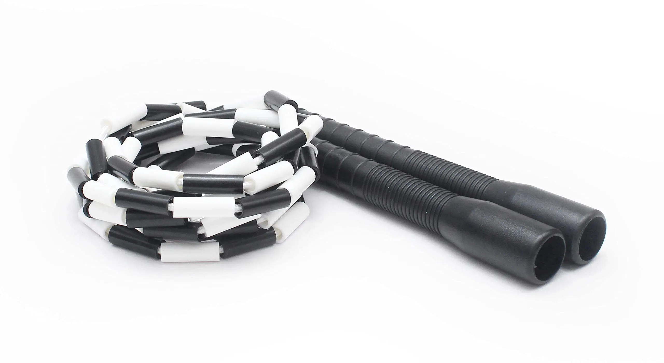 Antina Freestyle Beaded Long Handle Jump Rope 10ft, 1 Inch Beaded Skipping Rope for Tricks(Black&white)