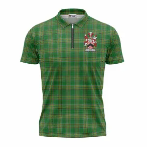 Athy Irish Clan Tartan Zipper Polo Shirt with Coat of Arms