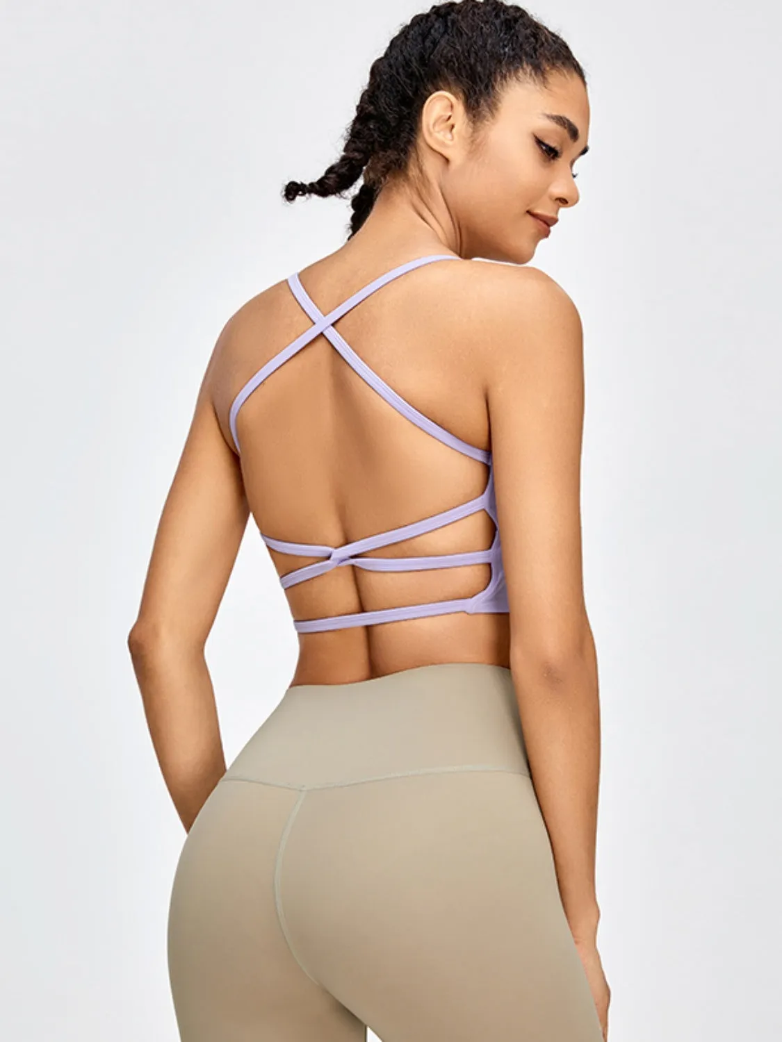 Backless Crisscross Spaghetti Strap Crop Top Activewear Sports Shirt Bra