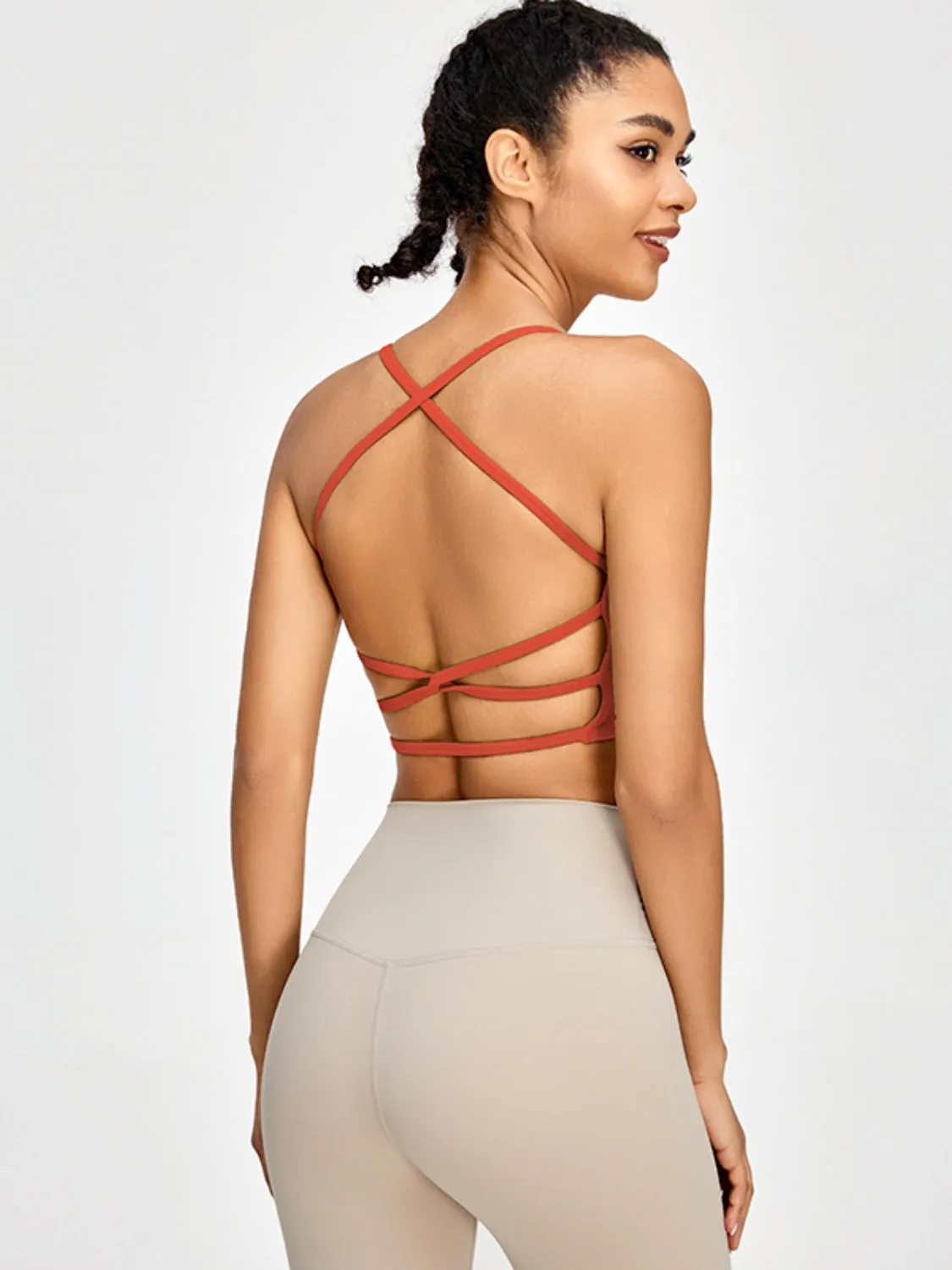 Backless Crisscross Spaghetti Strap Crop Top Activewear Sports Shirt Bra