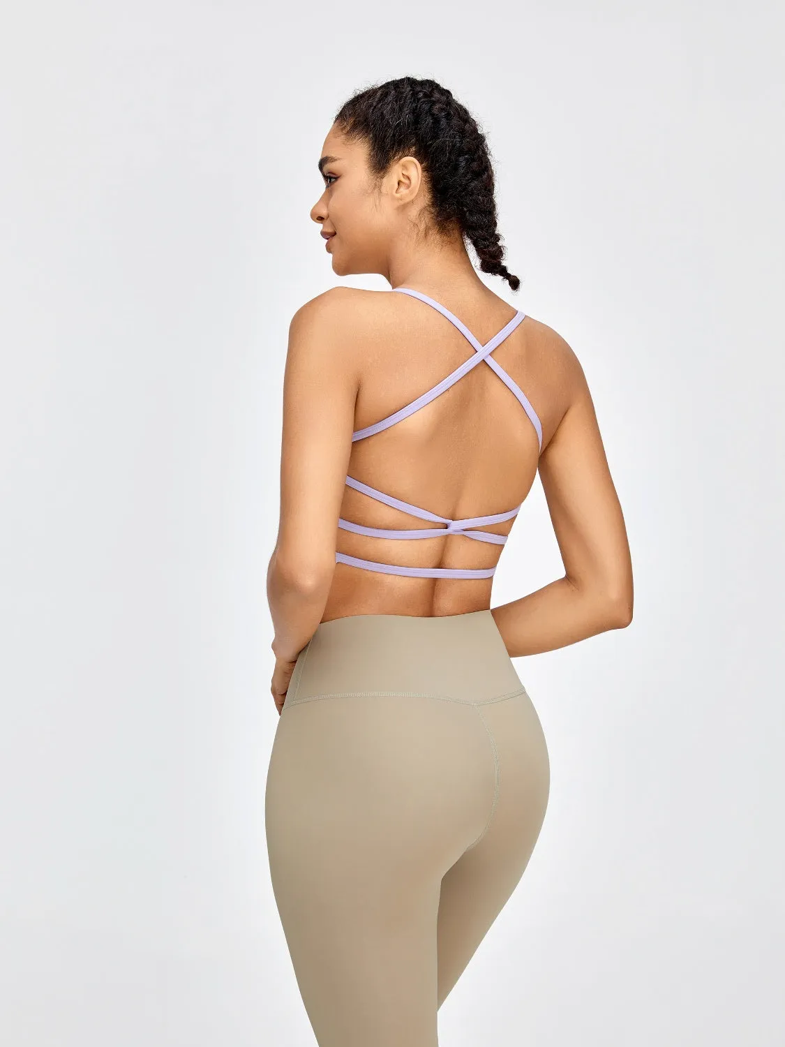 Backless Crisscross Spaghetti Strap Crop Top Activewear Sports Shirt Bra