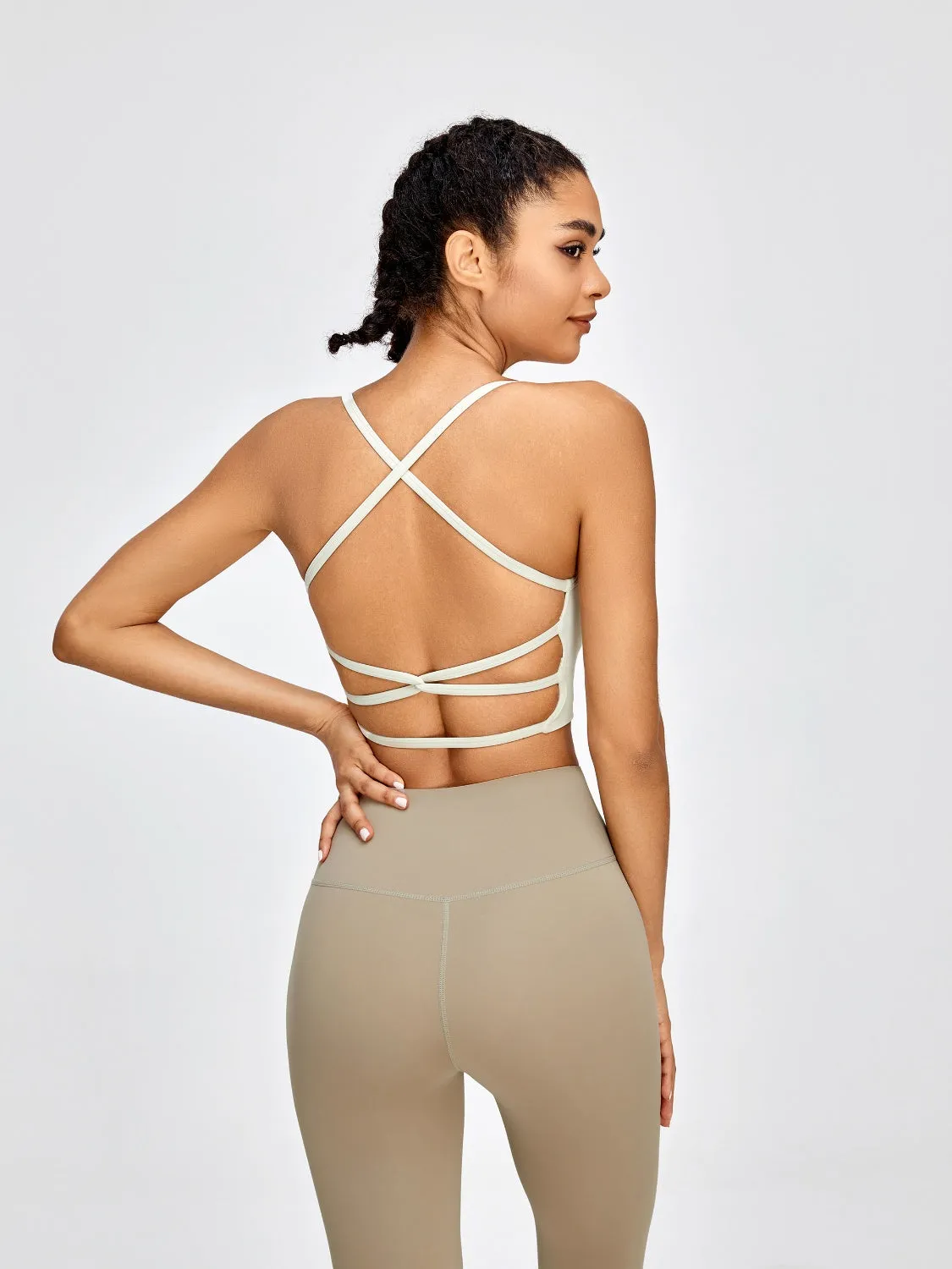 Backless Crisscross Spaghetti Strap Crop Top Activewear Sports Shirt Bra