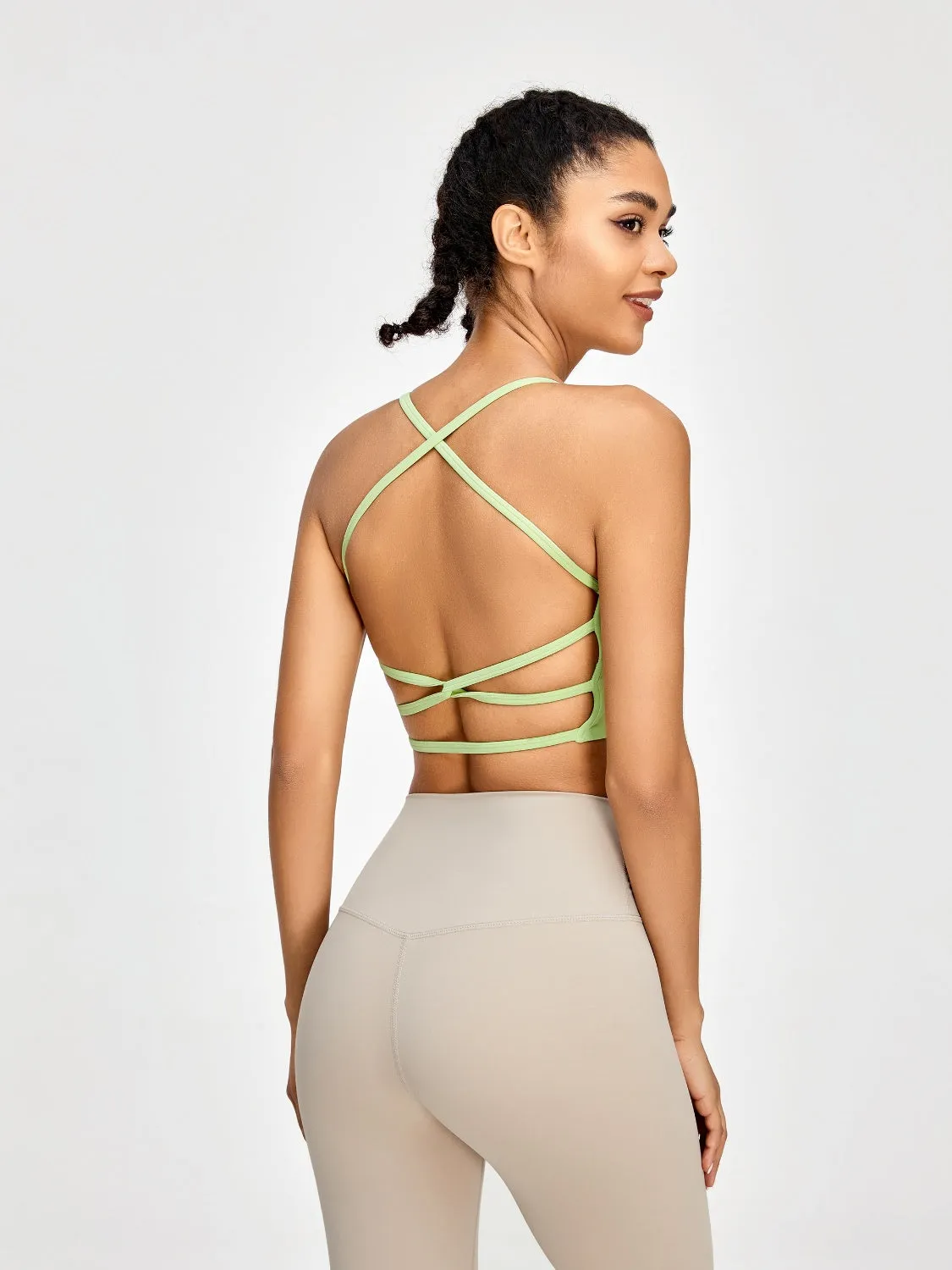 Backless Crisscross Spaghetti Strap Crop Top Activewear Sports Shirt Bra