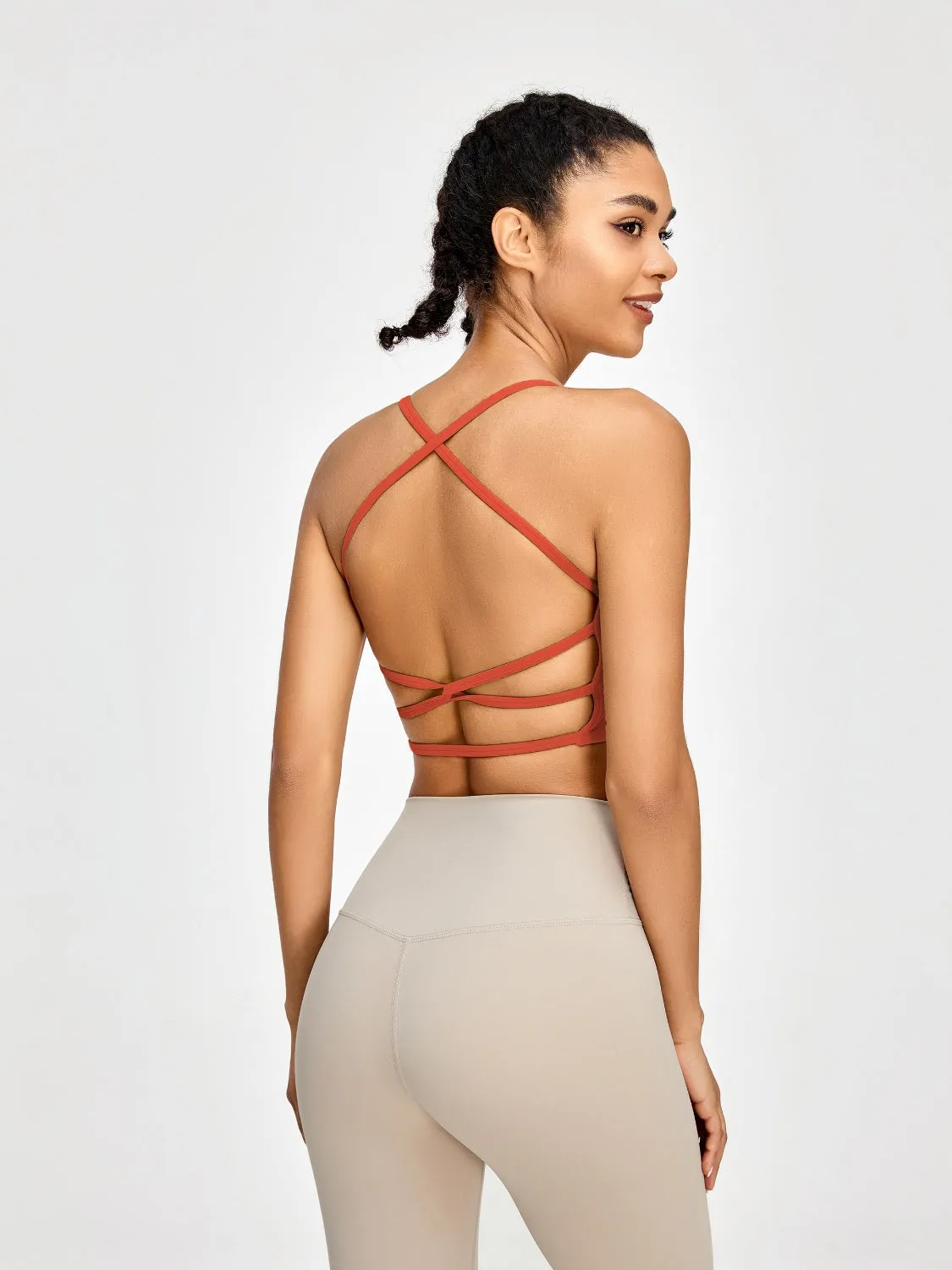 Backless Crisscross Spaghetti Strap Crop Top Activewear Sports Shirt Bra