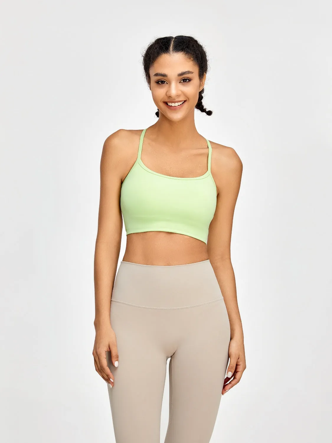 Backless Crisscross Spaghetti Strap Crop Top Activewear Sports Shirt Bra