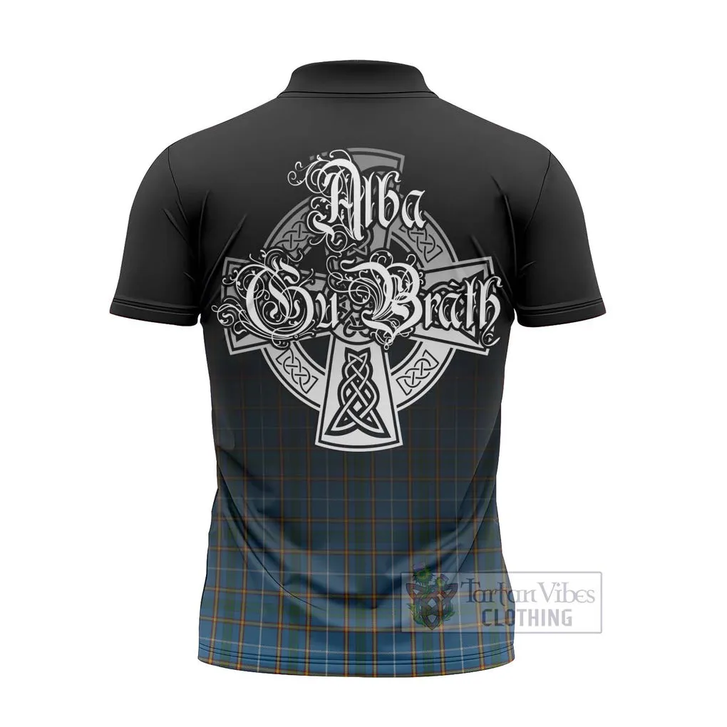 Bain Tartan Zipper Polo Shirt Featuring Alba Gu Brath Family Crest Celtic Inspired