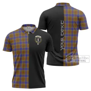 Balfour Tartan Zipper Polo Shirt with Family Crest and Half Of Me Style