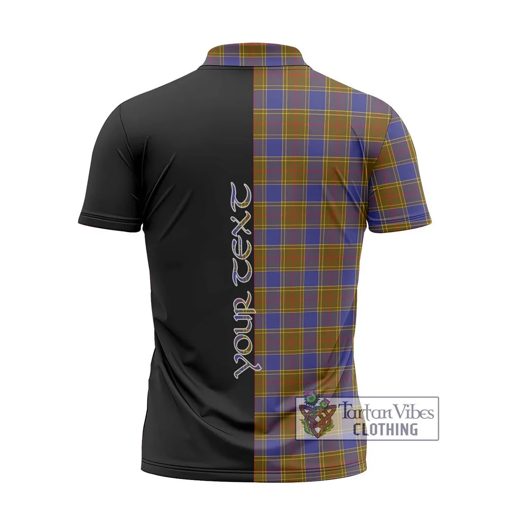 Balfour Tartan Zipper Polo Shirt with Family Crest and Half Of Me Style