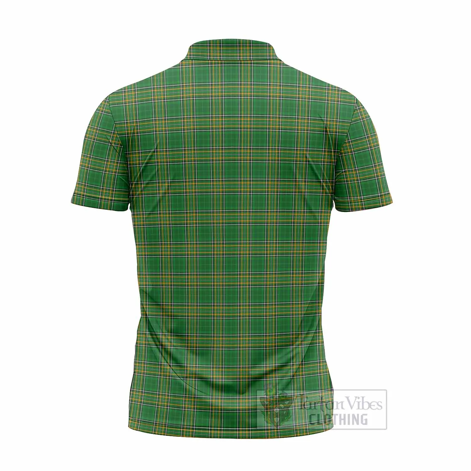 Basile Irish Clan Tartan Zipper Polo Shirt with Coat of Arms