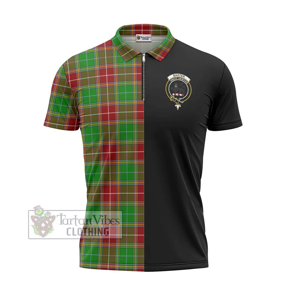 Baxter Modern Tartan Zipper Polo Shirt with Family Crest and Half Of Me Style