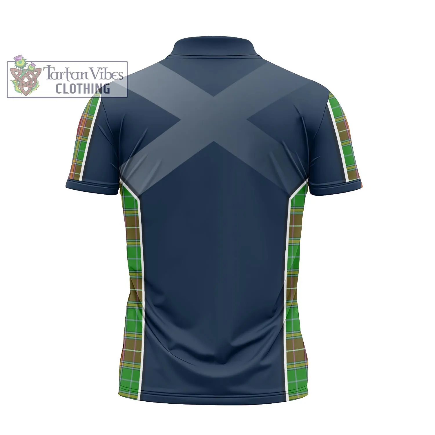 Baxter Modern Tartan Zipper Polo Shirt with Family Crest and Scottish Thistle Vibes Sport Style