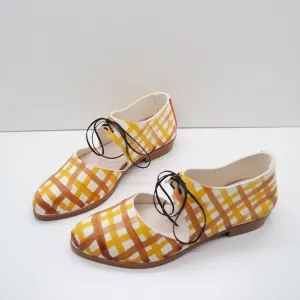 BBF24 SALE. SIZE 38. THE MARY. DOUBLE GINGHAM. TT TOAST AND TUMERIC