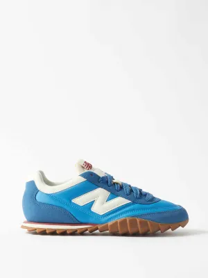 Blue suede and nylon trainers