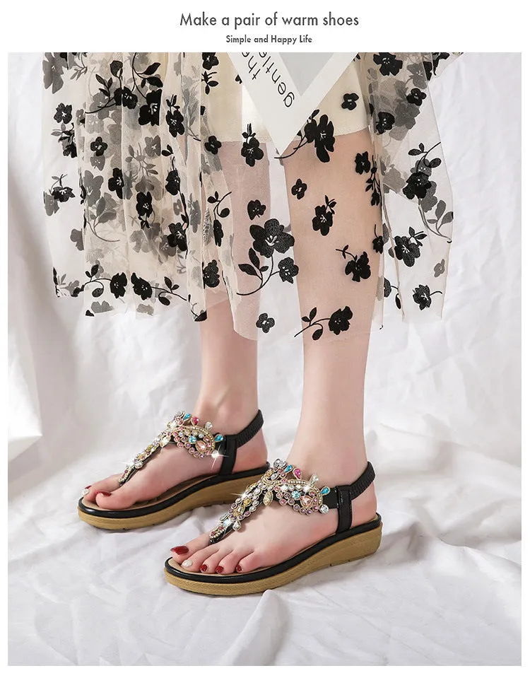 Bohemian L Fashion Rhinestone Flat Sandals