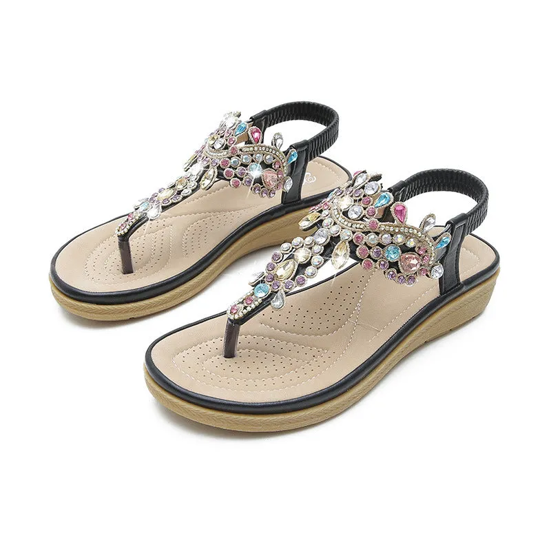 Bohemian L Fashion Rhinestone Flat Sandals