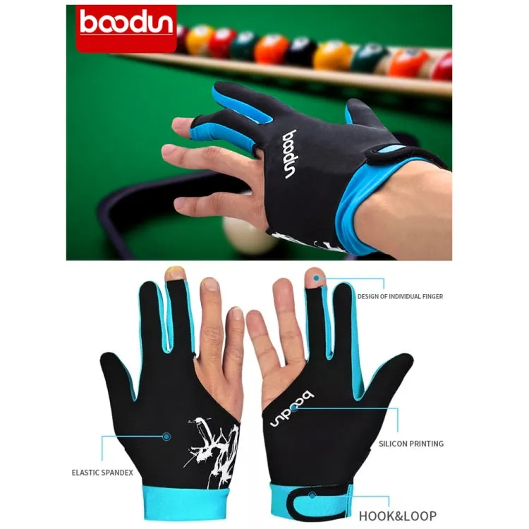 BOODUN M050912 Thin Breathable Men and Women Billiards Three Finger Single Gloves, Size:L(Rose Red)