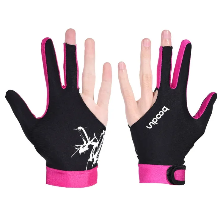 BOODUN M050912 Thin Breathable Men and Women Billiards Three Finger Single Gloves, Size:L(Rose Red)