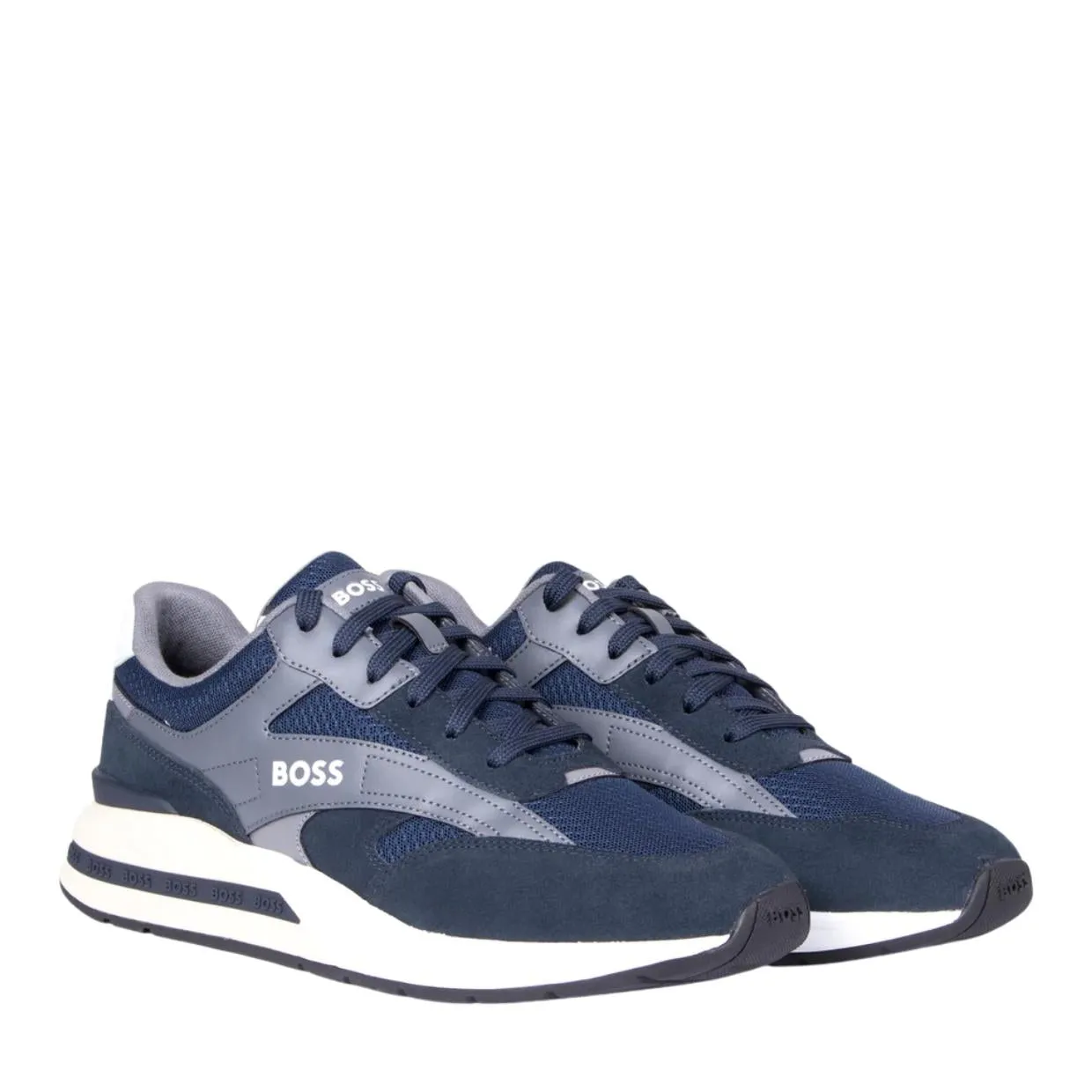 BOSS Kurt Suede Lace Up Dark Blue Trainers