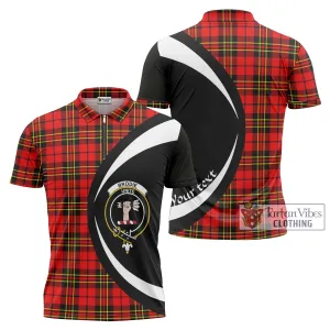 Brodie Modern Tartan Zipper Polo Shirt with Family Crest Circle Style