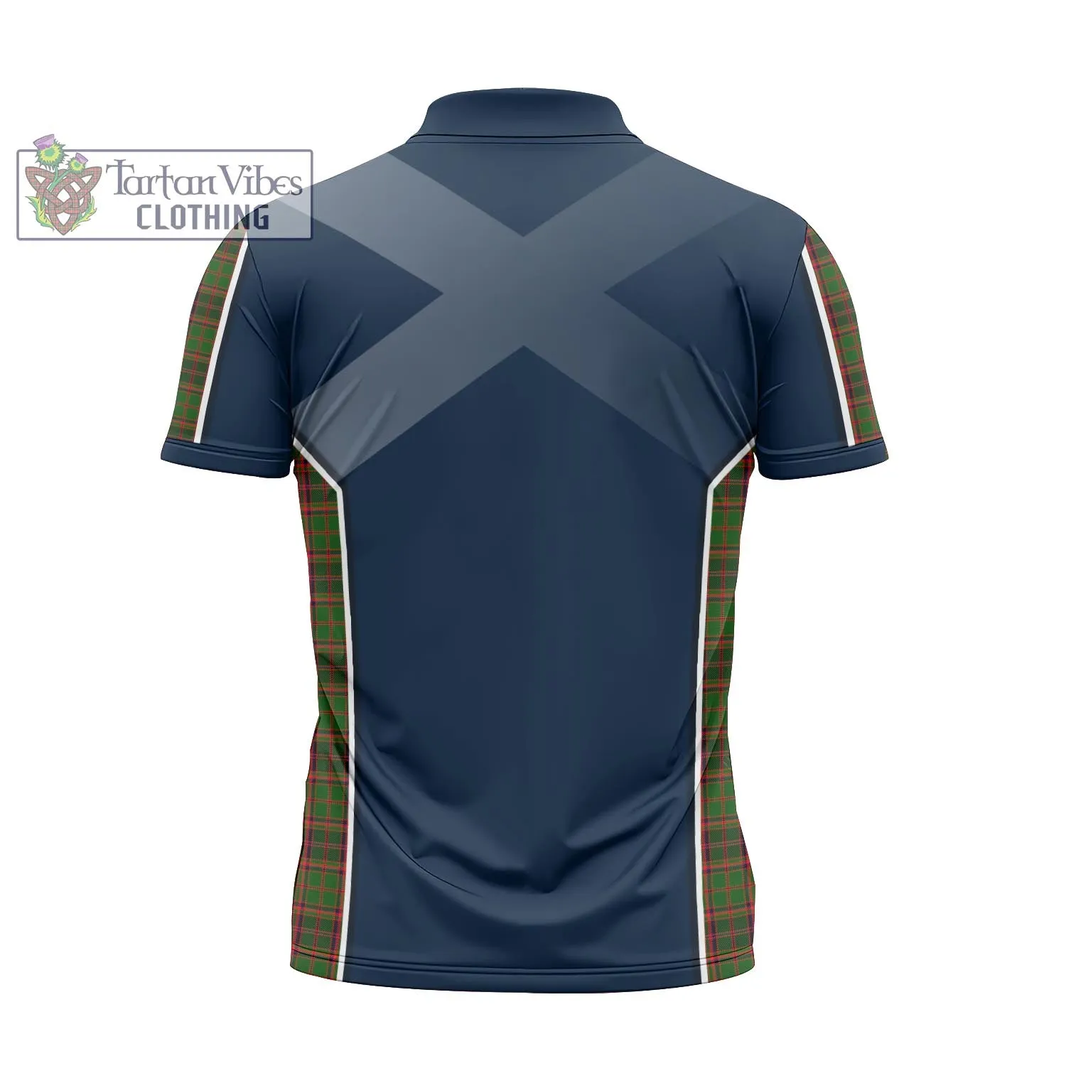 Buchan Tartan Zipper Polo Shirt with Family Crest and Scottish Thistle Vibes Sport Style