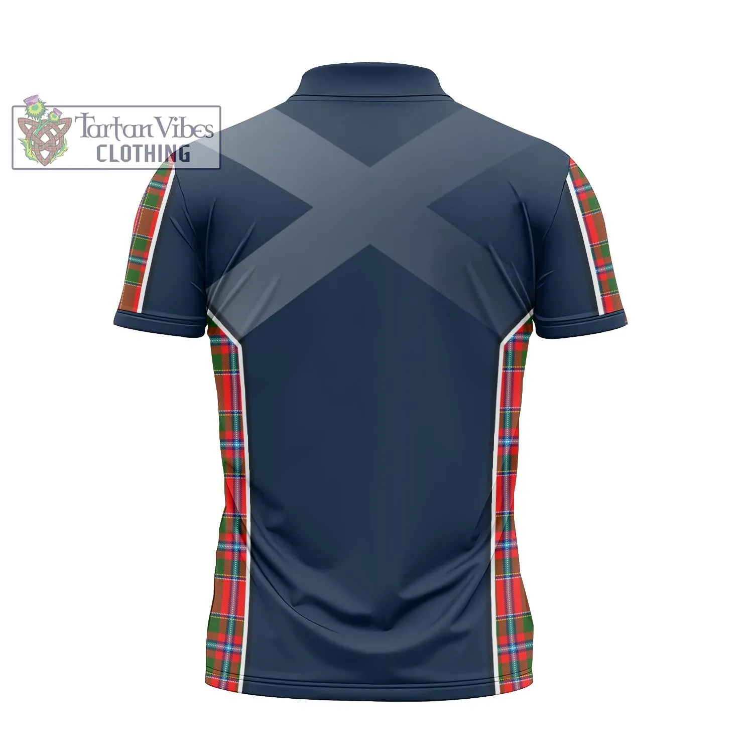 Butter Tartan Zipper Polo Shirt with Family Crest and Lion Rampant Vibes Sport Style