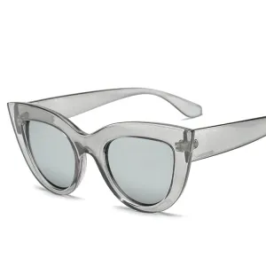 Cat Eye Mirrored Metal Frame UV400 Sunglasses for Women