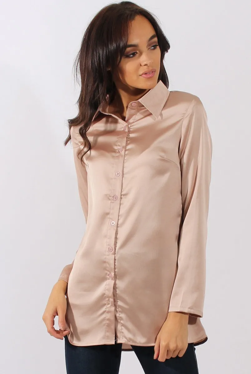 Champagne Satin Shirt - Alaina