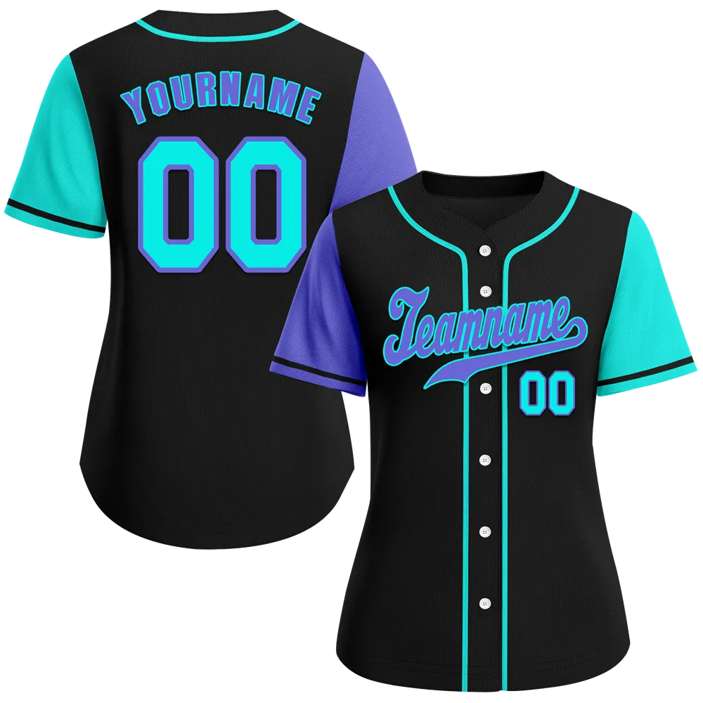 Custom Black Two Tone Purple Authentic Baseball Jersey