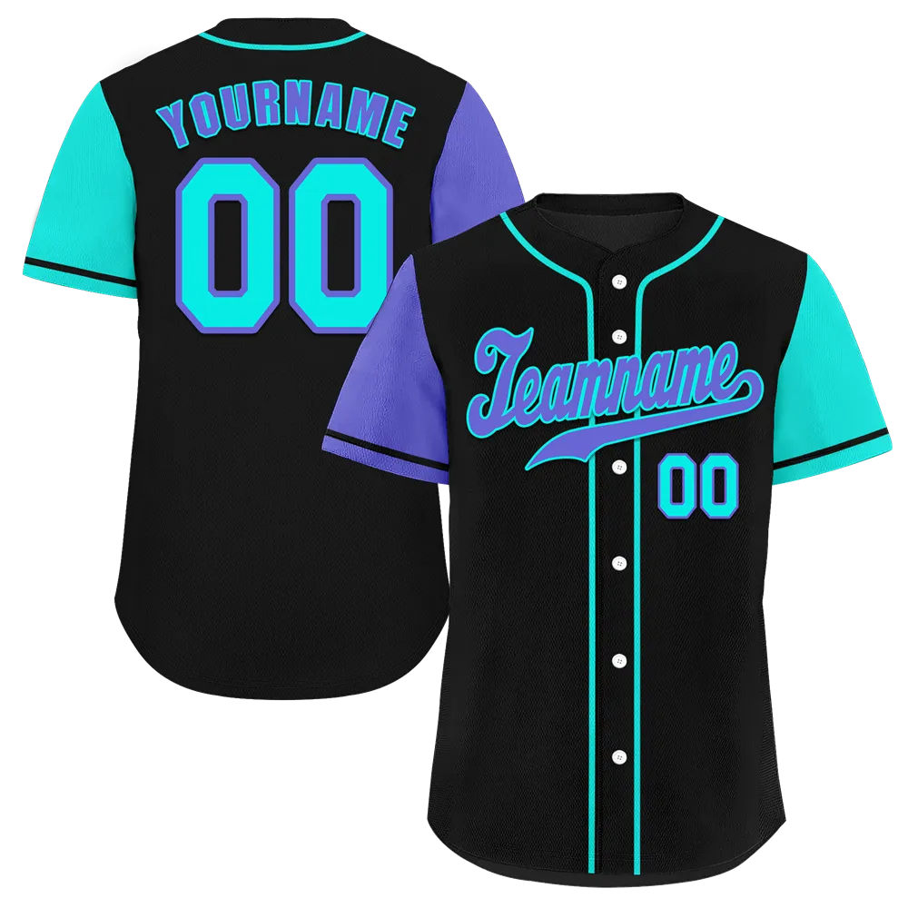 Custom Black Two Tone Purple Authentic Baseball Jersey