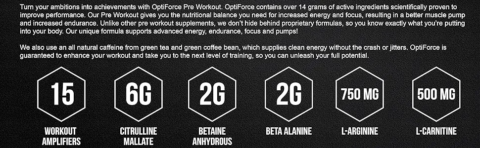 EC Sports, OptiForce Pre-Workout, Clean Energy, 6G Citrulline Mallate, 2G Beta Alanine, 2G Betaine Anhydrous, Natural Caffeine, Tropical Blast, 30 Servings, 15.34oz