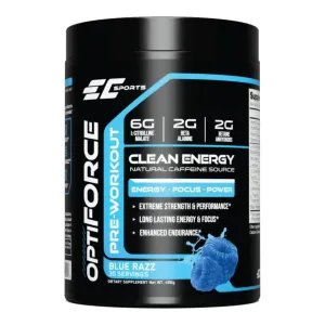 EC Sports, OptiForce Preworkout , 30 Servings, Icey Blue Raspberry, 6G Citrulline Mallate, 2G Beta Alanine, 2G Betaine Anhydrous, Natural Caffeine