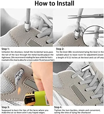 Elastic No Tie Shoe Laces For Adults, Kids and Elderly (2 Pairs)