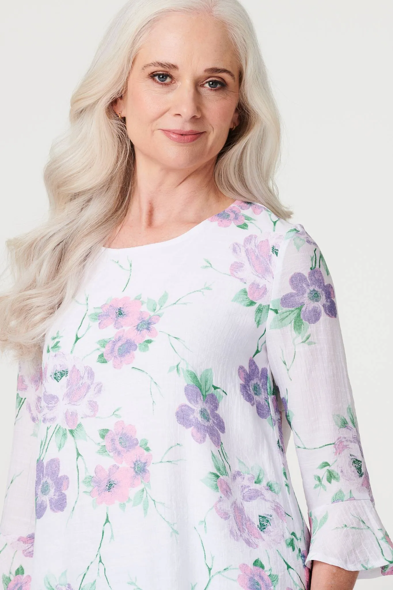 Floral Layered Hem Blouse Top