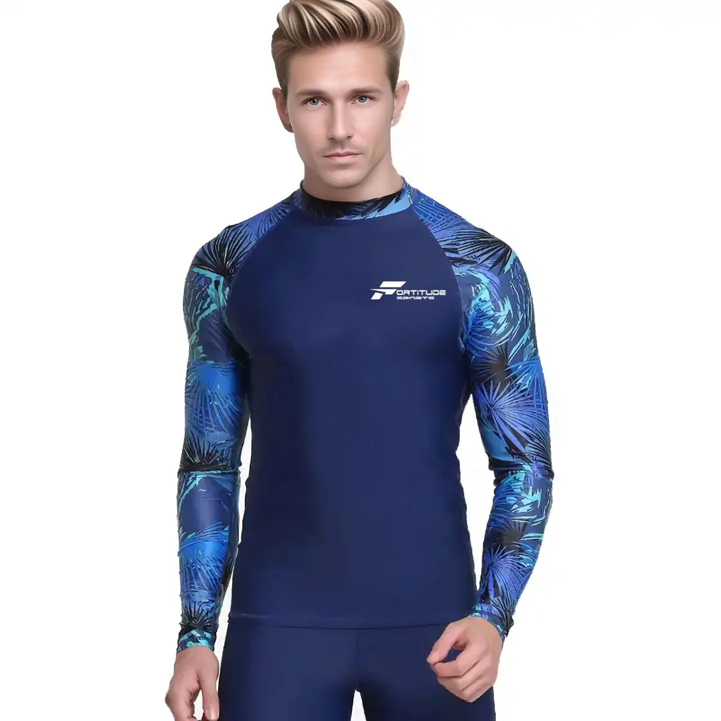 Fortitude Sports Long Sleeve Rash Vest for Men | UPF 50  UV Protection, Mens Compression Top for Watersports and Swimming