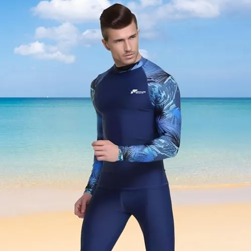 Fortitude Sports Long Sleeve Rash Vest for Men | UPF 50  UV Protection, Mens Compression Top for Watersports and Swimming