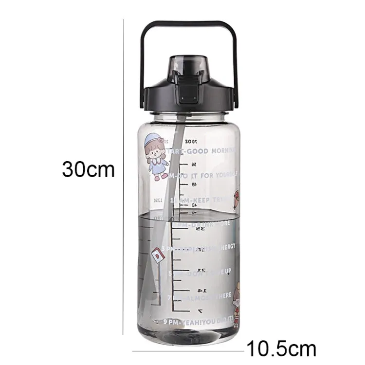 GYBL4503 2000ml Large-capacity Outdoor Sports Water Bottle with Straw, Spec: Green Stickers