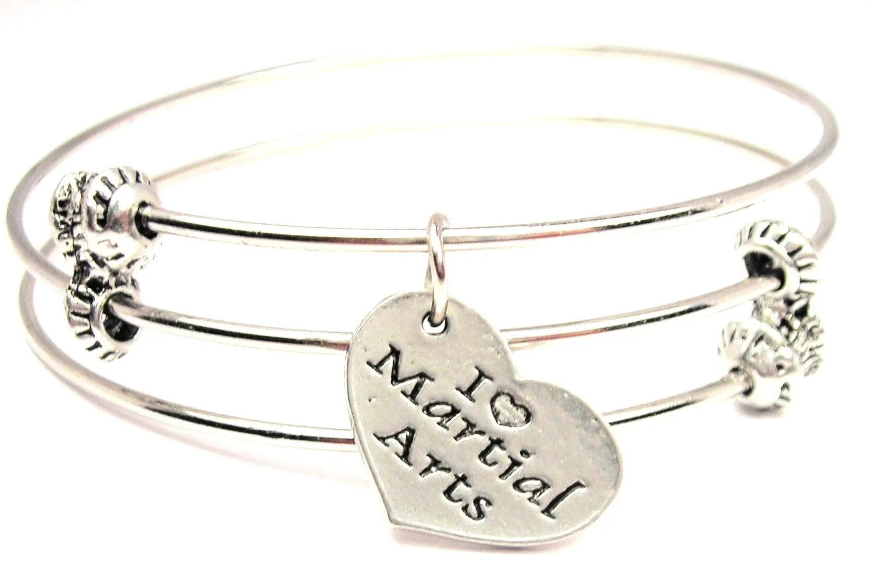 I Love Martial Arts Triple Style Expandable Bangle Bracelet