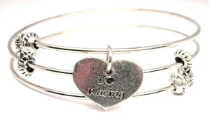 I Love Racing Triple Style Expandable Bangle Bracelet