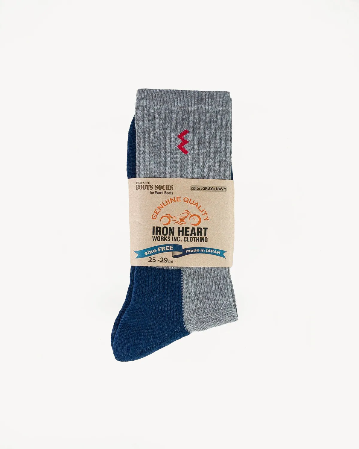 IHG-030-GRYNAV- Iron Heart Work Boot Sock - Grey, Navy